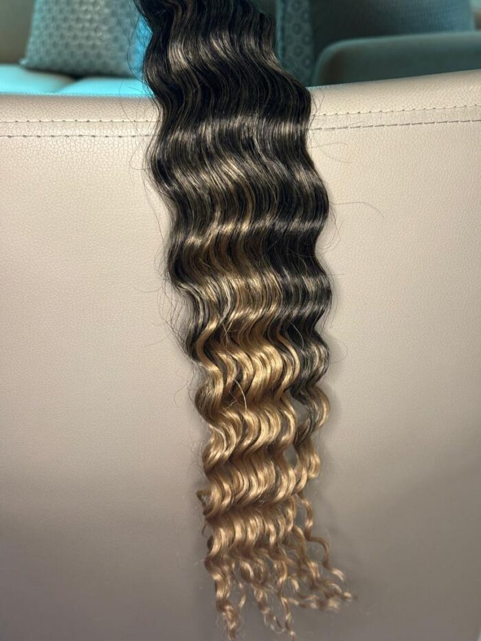 Product photo of curly hair extensions